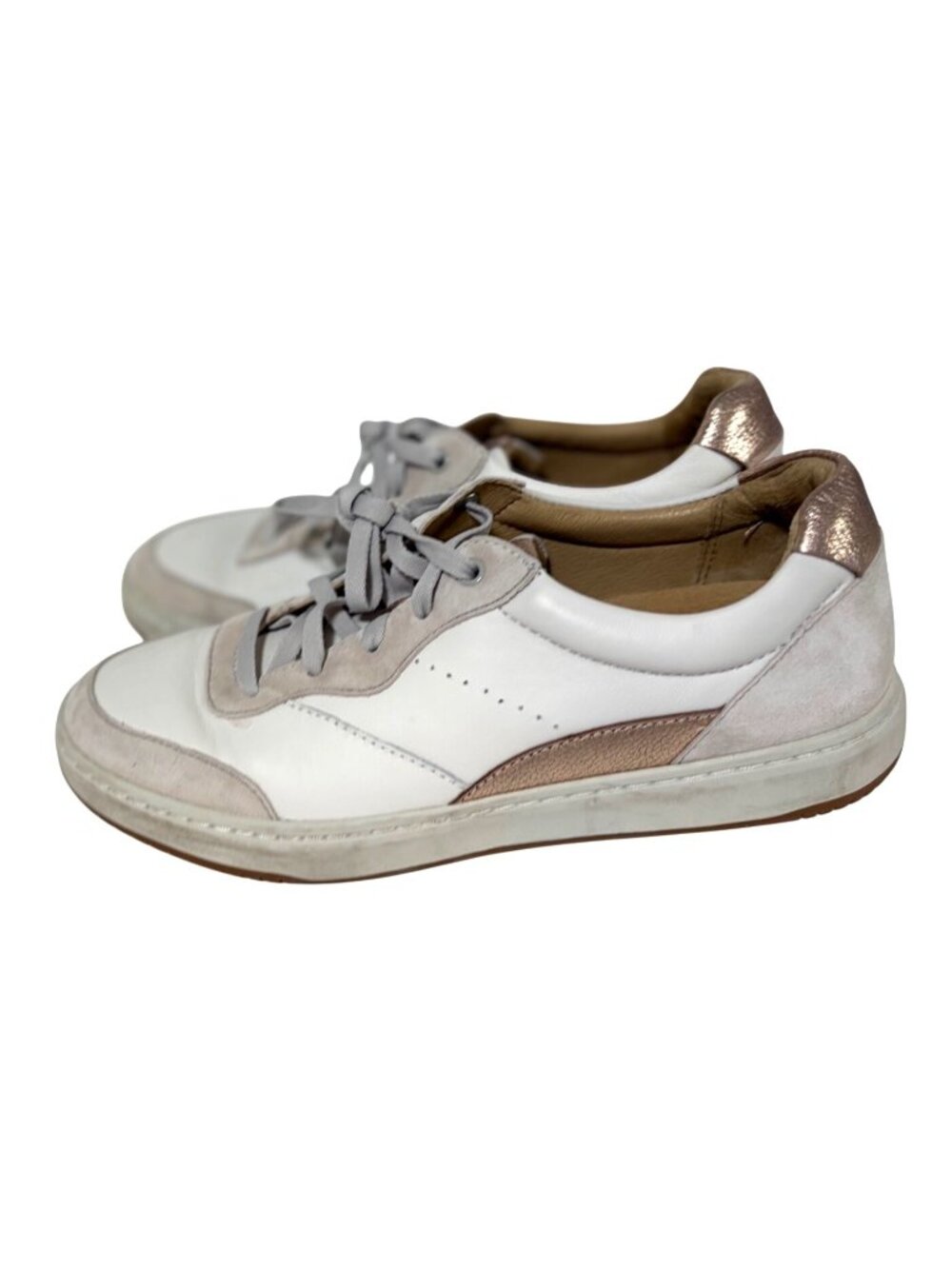 Dansko Womens Size 39 Lace Tie Up Shoes Josey White Leather Sneaker Rose Gold Ac